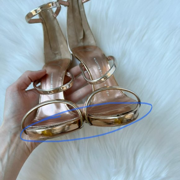 Giuseppe Zanotti Women's Rose Gold Metallic Leather Harmony Sandals Size 38.5 - Picture 9 of 9